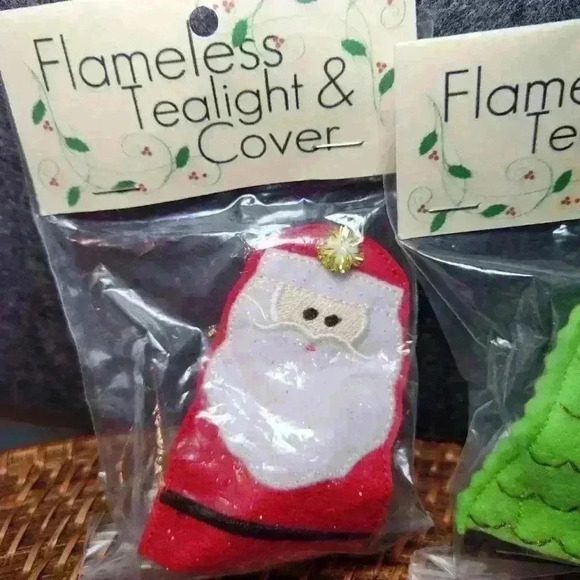 Christmas Tealight Candle Covers, Holiday Home Decor, Fabric  Set Of 4 - Picture 3 of 7